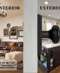 Matte Black Dummy Door Knobs For Interior Use With Modern Vintage Rectangular And Round Handles For Bifold And Closet Doors 2 Pack In Stainless Steel Finish, installed view from the side showing door thickness compatibility.