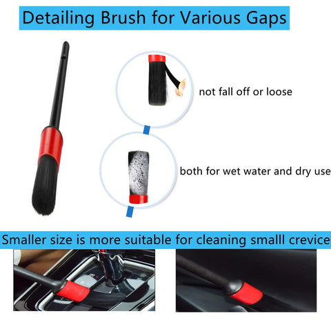 Red detailing brush from Car Interior Duster Kit With Detail Brush And Cleaning Gel For Fast Dust Removal From Vents Dashboards And Speakers