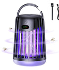 Rechargeable Solar Mosquito Zapper Lamp For Outdoor Use Portable Electric Bug Killer For Patio Garden And Camping Purple Light In Sleek Black