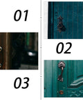 Heavy Duty T Strap Hinges 4 Pack, Black Iron Door Hinges With 8 Screw Holes on a wooden door, rust resistant hardware