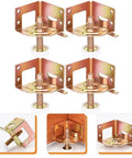 Eight Adjustable Furniture Feet Set For Leveling On Uneven Floors No Wobble, showcasing threaded post levelers in gold bracket mounts
