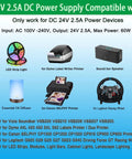 Universal 24V DC Power Supply Adapter 2.5A 60W With 8 Tips 100 240V AC To DC Converter For Samsung Soundbar HM45C HW F350 LED Strip Lights And Logitech Racing Wheel alongside compatible devices