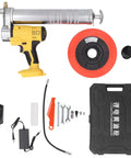 Beefy 8500 PSI Electric Grease Gun With Battery Powered Automatic Lubrication For Industrial Machinery Ships And Construction Equipment 100-240V US For Industrial Maintenance And Heavy Equipment, shown with accessories and case
