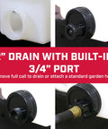 40 Gallon Farm Sprayer With Two Nozzle Boom And 2.5 GPM Pump For Lawn Care And Fertilizer Sprays, drain port details
