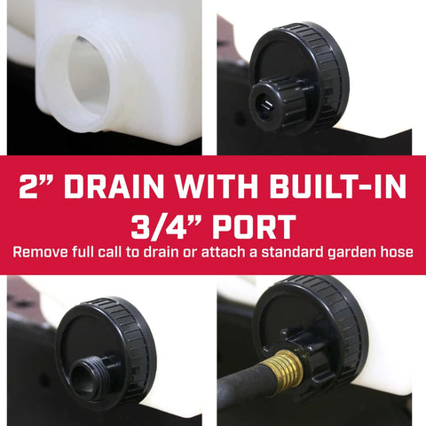 40 Gallon Farm Sprayer With Two Nozzle Boom And 2.5 GPM Pump For Lawn Care And Fertilizer Sprays, drain port details