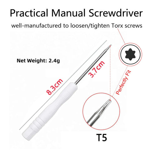 Top Shelf Wallet Replacement Screws Precision Screwdriver And Rock Solid Metal Clip Repair Kit Sweet Deal For Fixing Carbon Fiber Or Aluminum Minimalist Wallets Today, practical manual screwdriver T5 with white handle, 8.3 cm length.
