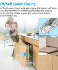 Undermount Soft Close Drawer Slides Full Extension Ball Bearing Runners For 9 12 15 18 21 And 24 Inch Drawers in a kitchen setup