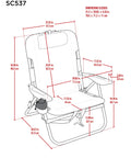 Dimensions diagram of Big Boy 4-Position Folding Backpack Chair With 13 Inch High Seat For Beach Or Camp, detailed measurements.