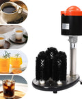 No Sweat Electric Commercial Glass Washer Cranks Out Eight Hundred Cups Per Hour with black brush system for efficient glass cleaning.