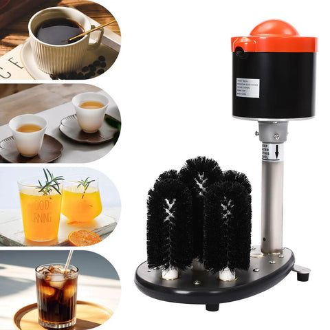No Sweat Electric Commercial Glass Washer Cranks Out Eight Hundred Cups Per Hour with black brush system for efficient glass cleaning.