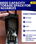 Outdoor Key Lock Box With Keypad Digital Push Button Combination Lock Portable Shackle Safe Box open showing storage