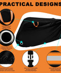 Adult Tricycle Cover Durable 420D Oxford Cloth Windproof Buckle Lock Hole Heavy Duty Weatherproof Shield For 3 Wheel And Electric Trikes Fits Most Bikes Indoors Or Outdoors Rain Or Shine Ready Garage Or Home, black cover with reflective strips and buckle straps