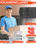 24x1 3/8 Wheelchair And City Bike Tires And Inner Tubes AV 32mm Schrader Valve With Repair Kit Rim Strips Tire Levers shown