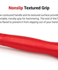 Close-up of flared handle with textured grip of 47 Oz Ball Peen Dead Blow Hammer With Nonslip Grip For Reduced Rebound And Precision Hits