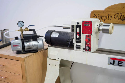 American Made Vacuum Chuck For Wood Turning Lathe With 1 Inch By 8 TPI Threads CNC Machined Aluminum setup on lathe