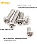 Heavy Duty M3 Button Head Torx T10 Security Screws Assortment Kit Solid 304 Stainless Steel with clear thread anti-rust feature.