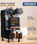 Full Auto Cup Sealing Machine With LCD Control Panel For 88 89 90 95mm Cups, Electric Boba Tea Sealer With manual auto switch