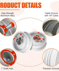 Heavy Duty 8 Ft 6 In Garage Door Cables For 7 Ft Doors, Torsion Spring Replacement Drums, showing aluminum alloy and cable groove