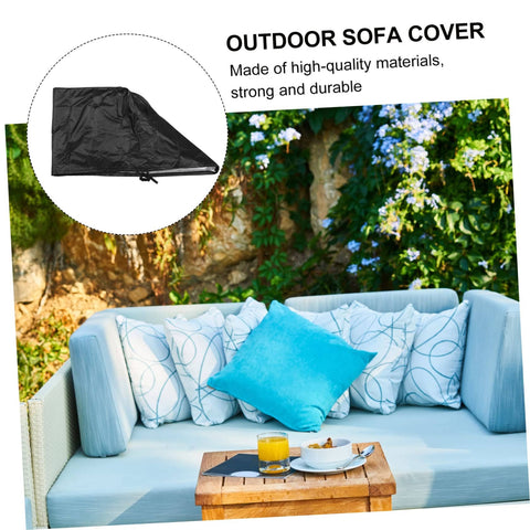 Outdoor Furniture Cover For Patio And Garden Weatherproof Dustproof And Windproof With Buckles, shown on sofa and table