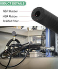 NBR rubber hose close-up with fiber layers, labeled details, automotive engine setup, Fuel Line Hose 4mm ID 10mm OD 4.9ft Long NBR