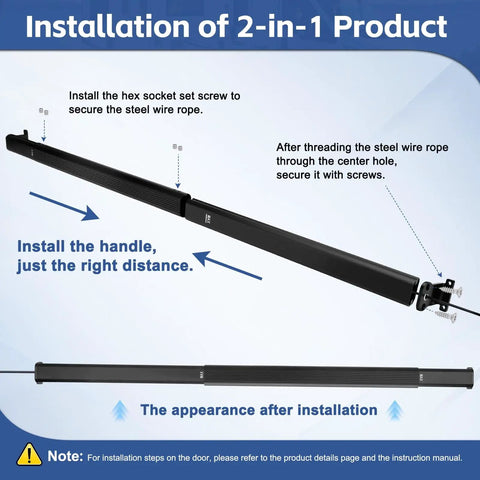 Installation instructions for 2-in-1 RV Screen Door Closer With Integrated Handle And Adjustable Tension Bar for camper.