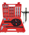 21 In 1 Bearing Puller Kit With 3 Jaw Internal Removal Tool And Durable Storage Case For Motorbikes Cars And Various Mechanical Equipment Beefy Heat Treated Chromium Vanadium Steel For Easy Removal Of Bearings Gears Hubs Red, open case view