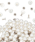 100 Piece Pearl Rivets And Pins Kit For Clothing Decoration 6mm White Round Plastic Pearl Buttons scattered view