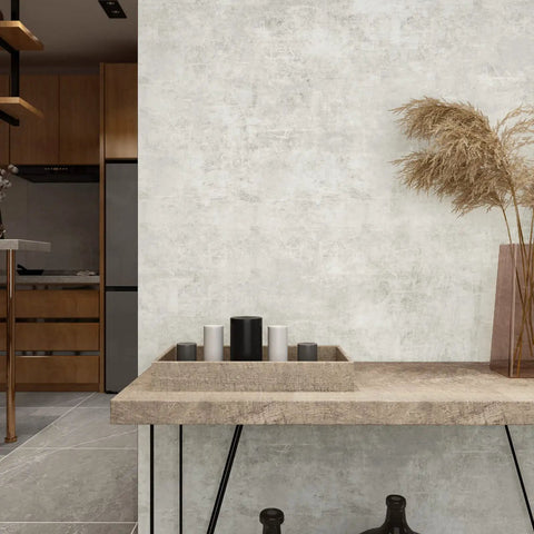 Concrete Wallpaper Peel And Stick With Limewash Texture For Walls Dope Cement Look Waterproof Removable Self Adhesive Contact Paper For Bedrooms Bathrooms And Countertops 15.7 By 118 Inches Roll in modern kitchen interior.