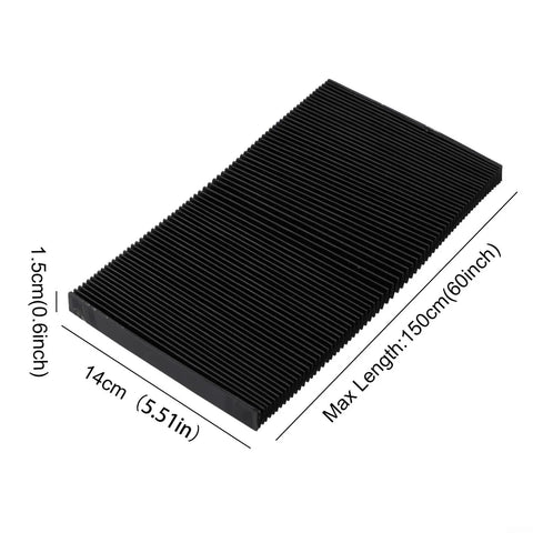 Flexible Accordion Bellows Cover For CNC Milling Machines, 1.5m Extendable Rail Dust Guard, Heavy-Duty Black