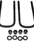 Ford Front Leaf Spring Axle U-Bolt Kit With Beefy Hardware shown with U-bolts, nuts, and washers for Ford models.
