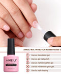 Applying HEMA Free Rubber Base Gel Kit for Nails Soak Off UV LED Clear Sheer Gel Polish 4 in 1 Nail Strengthener and Enhancer
