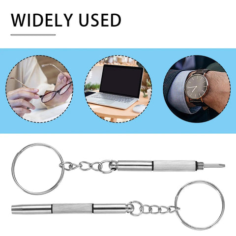 Six Piece Eyeglass Screwdriver Kit 3 In 1 Multifunction Eyeglasses Repair Tool Set With Keychain Case for glasses and watches