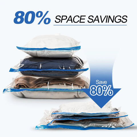 12 Pack Travel Vacuum Storage Bags With USB Electric Pump For On The Go Packing stacked compressed for 80% space saving
