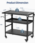 Outdoor Grill Cart And Prep Table For Patio 31.5 By 17.7 Inch Rolling BBQ Station with three shelves and lockable wheels