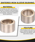 Sintered iron sleeve bearing highlighting material and feature for Eight Piece Smooth Operator Self Lubricating Sintered Iron Sleeve Bearings Eight Mm Bore By Twelve Mm Outer Diameter By Eight Mm Length For Quick Motorbike Fixes And Daily Garage Jobs.