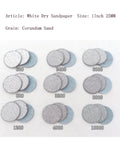 Kick Up Some Dust With These 1 Inch White Dry Sanding Discs Featuring Hook And Loop Backing For Easy Swapping Across 50 Pieces Ranging From 60 Grit Rough Grinding To 1000 Grit Smooth Finishing Perfect For Any DIY Or Pro Project Needing Serious Grip And, showing assorted grit levels 60 to 1000.
