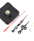 Quartz DIY Wall Clock Movement Mechanism Replacement Kit Battery Operated For Repair And Upgrade Black Finish components shown