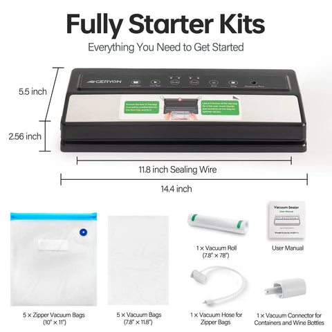 Must Have Vacuum Sealer For Dry And Moist Food, Compact Kitchen Gadget With LED Touch Controls, Dual Sealing Modes layout