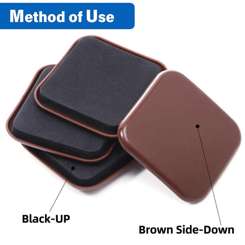 Stack of 12 Piece 3 Inch Square Carpet Furniture Sliders Kit For Moving Heavy Furniture Easy Glide with foam and plastic layers