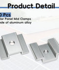 50 Pcs Aluminum Solar Panel Mid Clamps 1.06 Inch For Roof Mounts, Silver Bulk Kit displaying two aluminum clamps