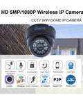 5MP Bullet WiFi IP Security Camera With Motion Alert And Remote Access For Foolproof Home Surveillance Featuring Built In Mic Two Way Audio And Micro SD Support mounted outdoors near a building.