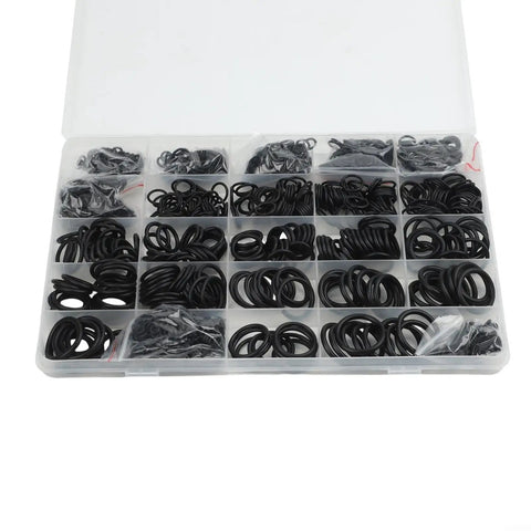 Open box with assorted nitrile O-rings for 1500 Piece Nitrile O Ring Kit For Auto And Home Use High Temp Sealing Washers 25 Size Assortment