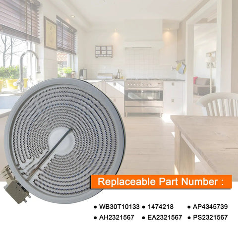 Upgraded 9 Inch Dual Radiant Surface Element Replacement for Electric Stoves and Oven Ranges in modern kitchen setting