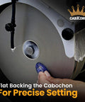 Cabbing Machine for Gemstone Polishing and Cabochon Making, 8-Inch Diamond Wheel in use, smoothing gemstone with water flow.