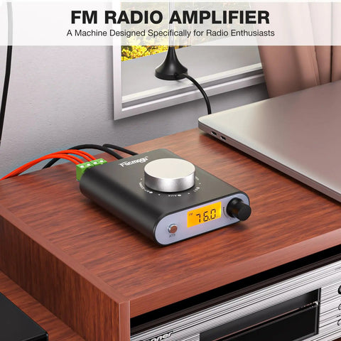 S5000 FM Radio Receiver With Si4730 Chip on desk, pro-grade tuner, compact desktop amplifier