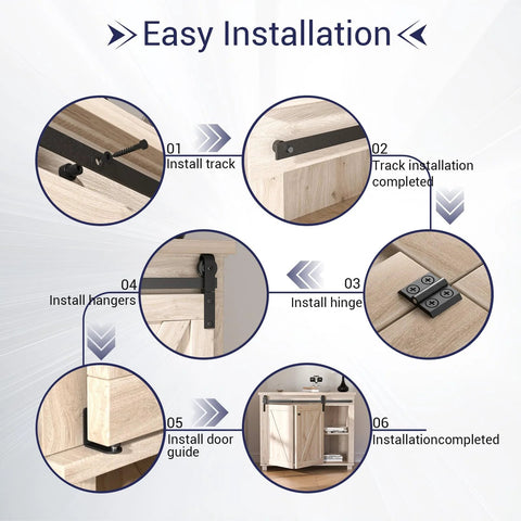 36 Inch Mini Bifold Barn Door Hardware Kit For Closet And Cabinet Sliding Track System installation guide with steps.