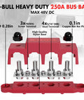 Tough Custom 12V Power Distribution Block With 5/16 Inch Studs And Secure Cover Rock Solid 4 Stud Bus Bar Terminal Kit, red wiring component