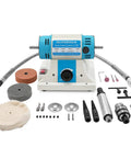 Heavy Duty Workhorse Bench Buffer Polisher Kit Featuring Flexible Shaft And Drill Chuck Includes various grinding and polishing attachments.