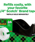Deluxe Black Desktop Tape Dispenser with Weighted Non Skid Base for One Handed Dispensing Holds 1 Inch Core Tape