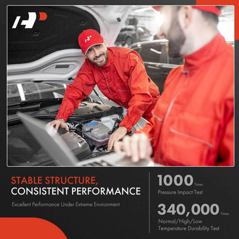 Mechanics in red uniforms working on a vehicle engine, highlighting stable structure and consistent performance in tests.